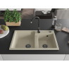 Mexen Tomas Granitspüle, 2-Kammer, 800 x 500 mm, beige, schwarzer Siphon - 6516802000-69-B