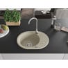 Mexen Kevin Granitspüle 1-Becken mit Abtropffläche 586 x 458 mm, beige, Siphon Chrom - 6517581005-69