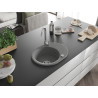 Mexen Kevin Granitspüle 1-Becken mit Abtropffläche 586 x 458 mm, grau, Siphon Chrom - 6517581005-71