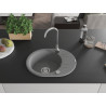 Mexen Kevin Granitspüle 1-Becken mit Abtropffläche 586 x 458 mm, grau, Siphon Chrom - 6517581005-71