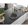 Mexen Kevin Granitspüle 1-Becken mit Abtropffläche 586 x 458 mm, grau, Siphon gold - 6517581005-71-G