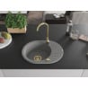 Mexen Kevin Granitspüle 1-Becken mit Abtropffläche 586 x 458 mm, grau, goldener Siphon - 6517581005-71-G