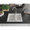 Mexen Carlos Granitspüle 1,5-Becken 582 x 475 mm, weiß, chrom Siphon - 6518581500-20