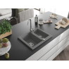 Mexen Carlos Granitspüle 1,5-fach 582 x 475 mm, grau, Siphon chrom - 6518581500-71