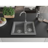 Mexen Carlos Granitspüle 1,5-fach 582 x 475 mm, grau, Siphon chrom - 6518581500-71
