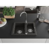 Mexen Carlos Granitspüle 1,5-Becken 582 x 475 mm, schwarz/gold metallic, Chrom Siphon - 6518581500-75