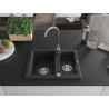 Mexen Carlos Granitspüle 1,5-fach 582 x 475 mm, schwarz, Chrom-Siphon - 6518581500-77
