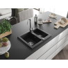 Mexen Carlos Granitspüle 1,5-fach 582 x 475 mm, schwarz, Chrom-Siphon - 6518581500-77