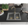 Mexen Carlos granitspüle 1,5-beckig 582 x 475 mm, grau, goldener siphon - 6518581500-71-G