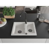 Mexen Carlos Granitspüle 1,5-Becken 582 x 475 mm, weiß, schwarzer Siphon - 6518581500-20-B