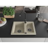 Mexen Carlos Granitspüle 1,5-Becken 582 x 475 mm, beige, schwarzer Siphon - 6518581500-69-B