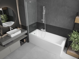 Mexen Next Badewannenabtrennung 1-flügelig 50 x 150 cm, transparent, weiß - 895-050-000-00-00-20
