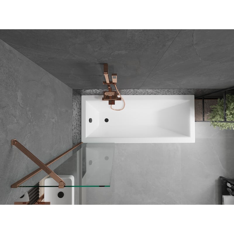 Mexen Next Badewannenabtrennung 1-flügelig 50 x 150 cm, transparent, Roségold - 895-050-000-00-00-60