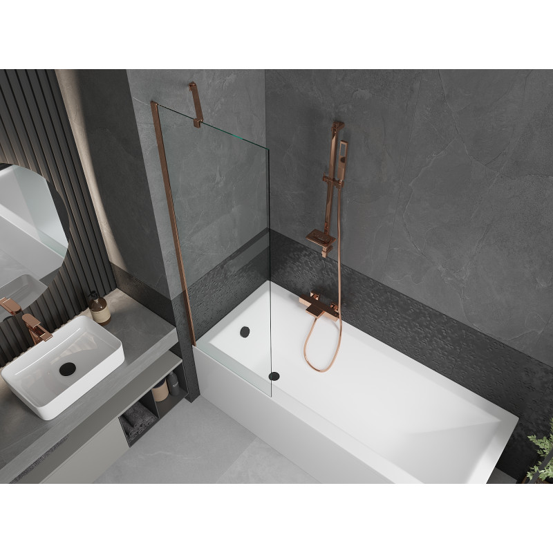 Mexen Next Badewannenwand 1-flügelig 60 x 150 cm, transparent, Roségold - 895-060-000-00-00-60