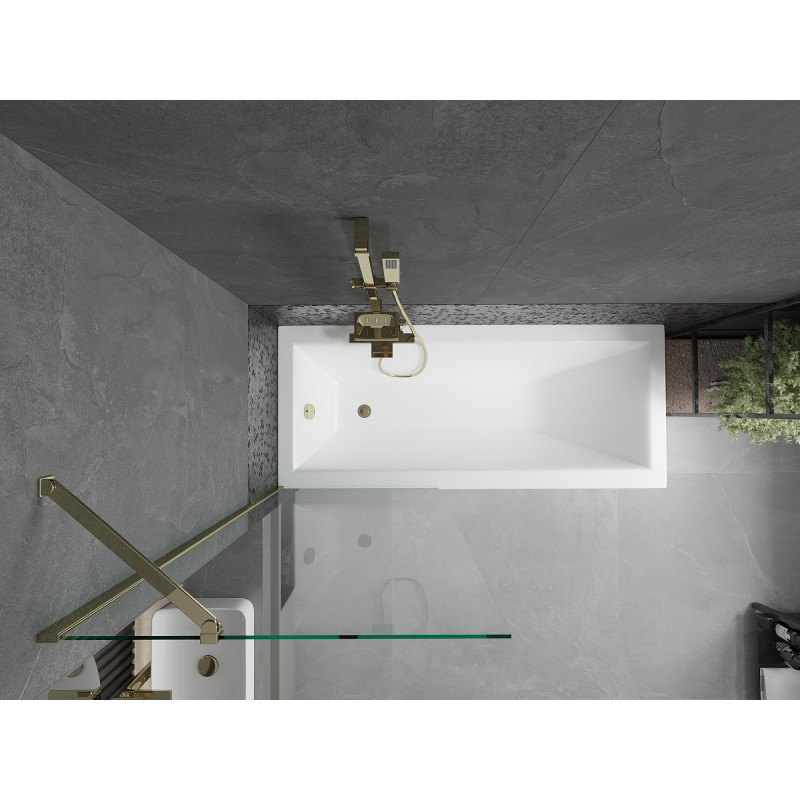 Mexen Next Badewannenabtrennung 1-flügelig 70 x 150 cm, transparent, gold - 895-070-000-00-00-50
