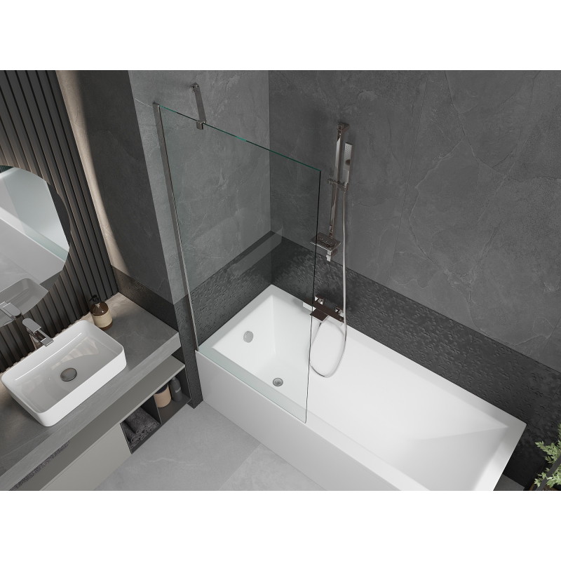 Mexen Next Badezimmerspritzschutz 1-flügelig 80 x 150 cm, transparent, Chrom - 895-080-000-00-00-01