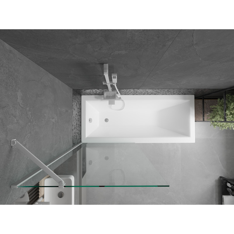 Mexen Next Badewannenabtrennung 1-flügelig 80 x 150 cm, transparent, weiß - 895-080-000-00-00-20