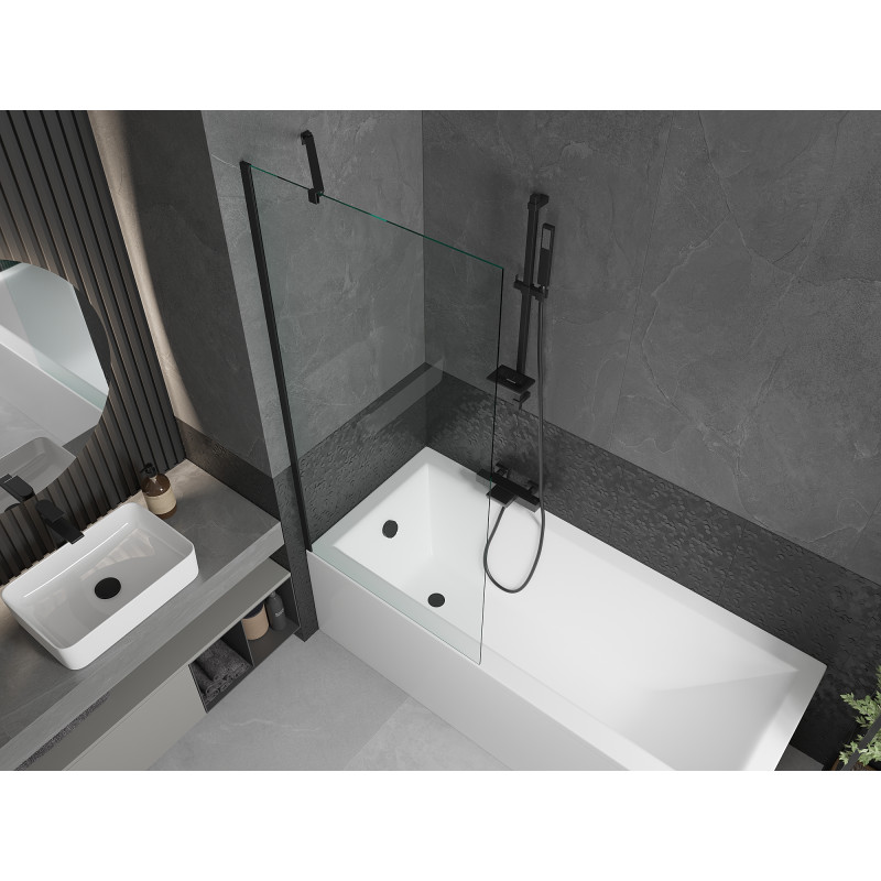 Mexen Next Badewannenwand 1-flügelig 80 x 150 cm, transparent, schwarz - 895-080-000-00-00-70