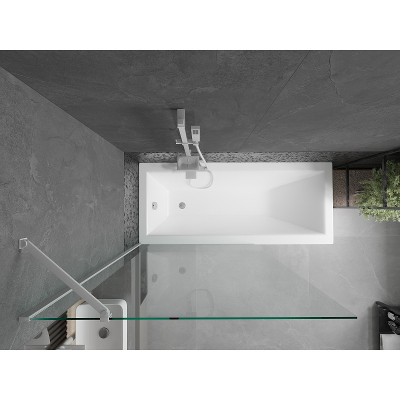 Mexen Next Badewannenwand 1-flügelig 90 x 150 cm, transparent, weiß - 895-090-000-00-00-20