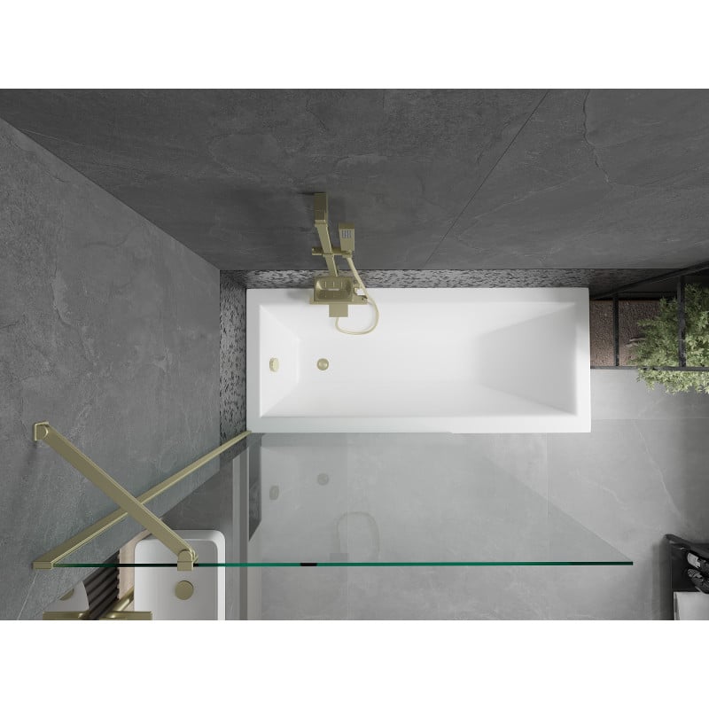 Mexen Next Badewannenabtrennung 1-flügelig 90 x 150 cm, transparent, gold - 895-090-000-00-00-50