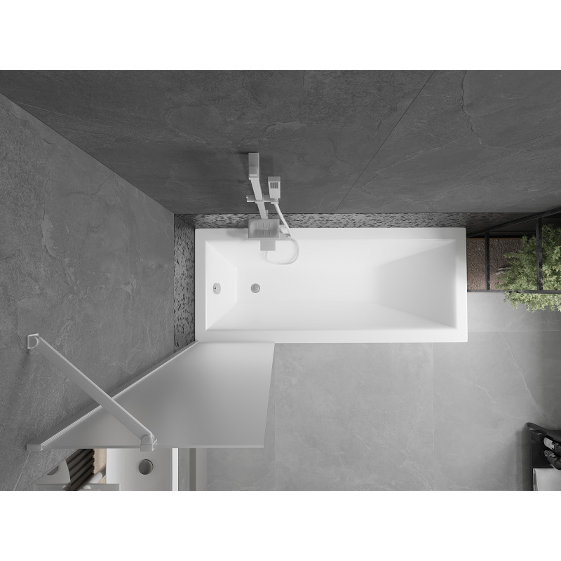 Mexen Next Badewannenabtrennung 1-flügelig 50 x 150 cm, matt, weiß - 895-050-000-00-30-20