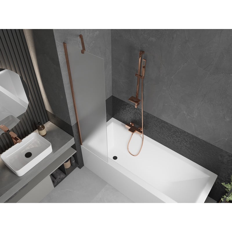 Mexen Next Badewannen-Faltwand 1-teilig 50 x 150 cm, Milchglas, Roségold - 895-050-000-00-30-60