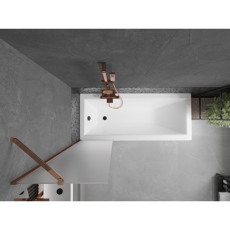 Mexen Next Badewannen-Faltwand 1-teilig 50 x 150 cm, Milchglas, Roségold - 895-050-000-00-30-60