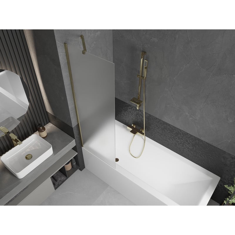 Mexen Next Badewannenabtrennung 1-flügelig 60 x 150 cm, matt, gold - 895-060-000-00-30-50