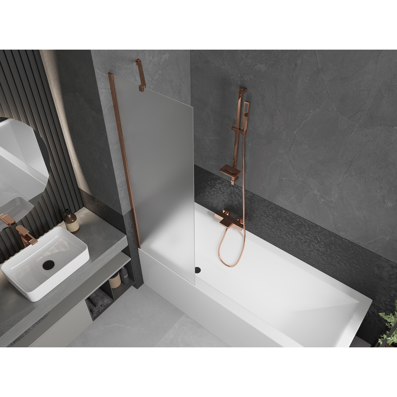 Mexen Next Badewannenwand 1-flügelig 60 x 150 cm, satiniert, Roségold - 895-060-000-00-30-60