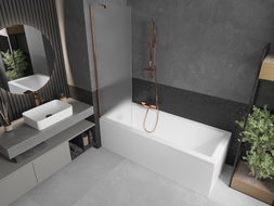 Mexen Next 1-flügelige Badewannenabtrennung 60 x 150 cm, Mattglas, Roségold - 895-060-000-00-30-60