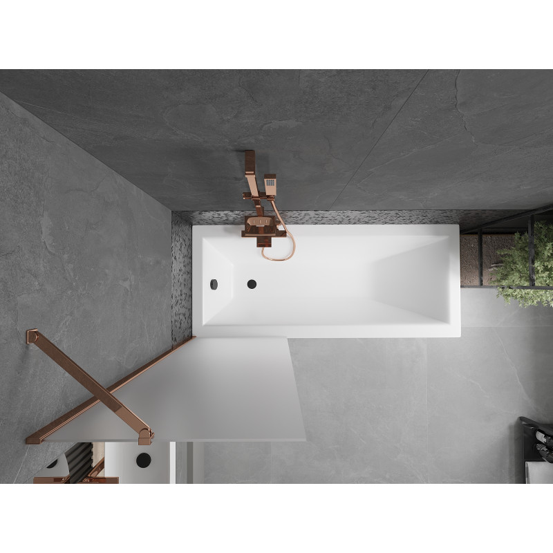 Mexen Next Badewannenwand 1-flügelig 60 x 150 cm, satiniert, Roségold - 895-060-000-00-30-60