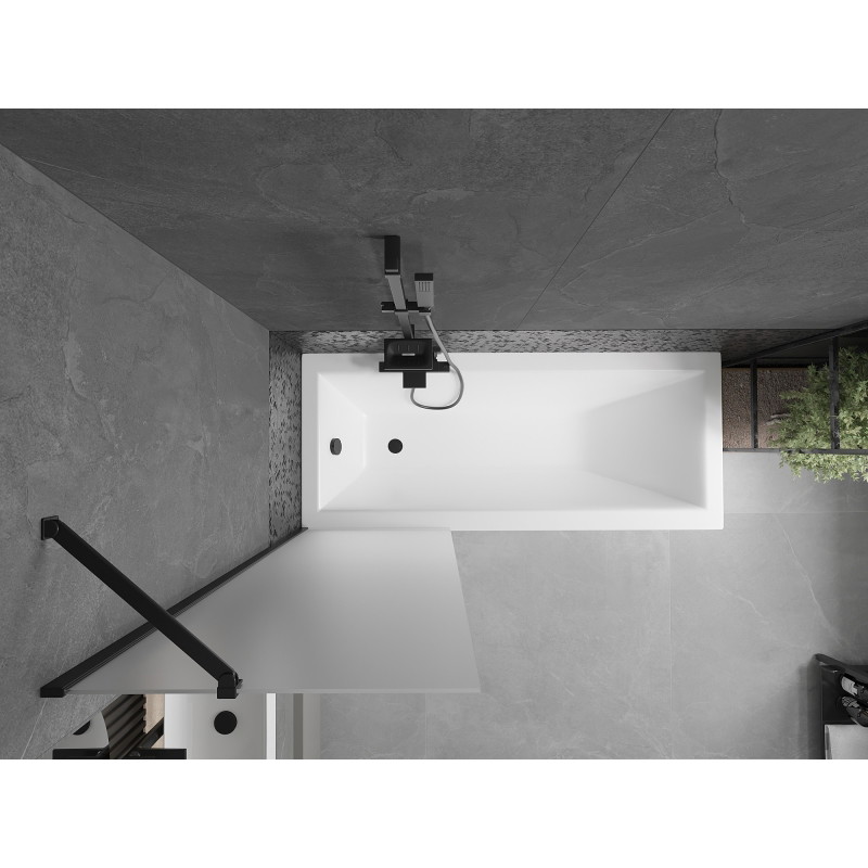 Mexen Next 1-flügelige Badewannenabtrennung 60 x 150 cm, Milchglas, schwarz - 895-060-000-00-30-70