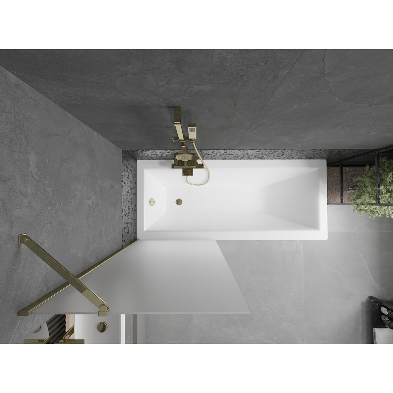 Mexen Next, 1-flügelige Badewannenfaltwand 70 x 150 cm, matt, gold - 895-070-000-00-30-50