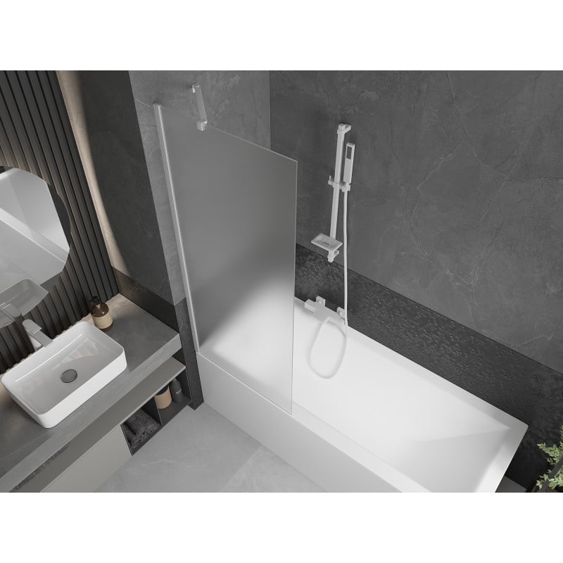 Mexen Next Duschwand für Badewanne 1-flügelig 70 x 150 cm, satiniert, weiß - 895-070-000-00-30-20