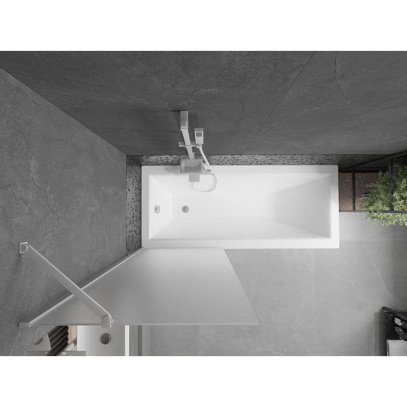 Mexen Next Duschwand für Badewanne 1-flügelig 70 x 150 cm, satiniert, weiß - 895-070-000-00-30-20