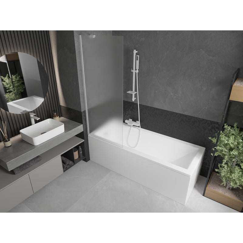 Mexen Next Duschwand für Badewanne 1-flügelig 70 x 150 cm, satiniert, weiß - 895-070-000-00-30-20