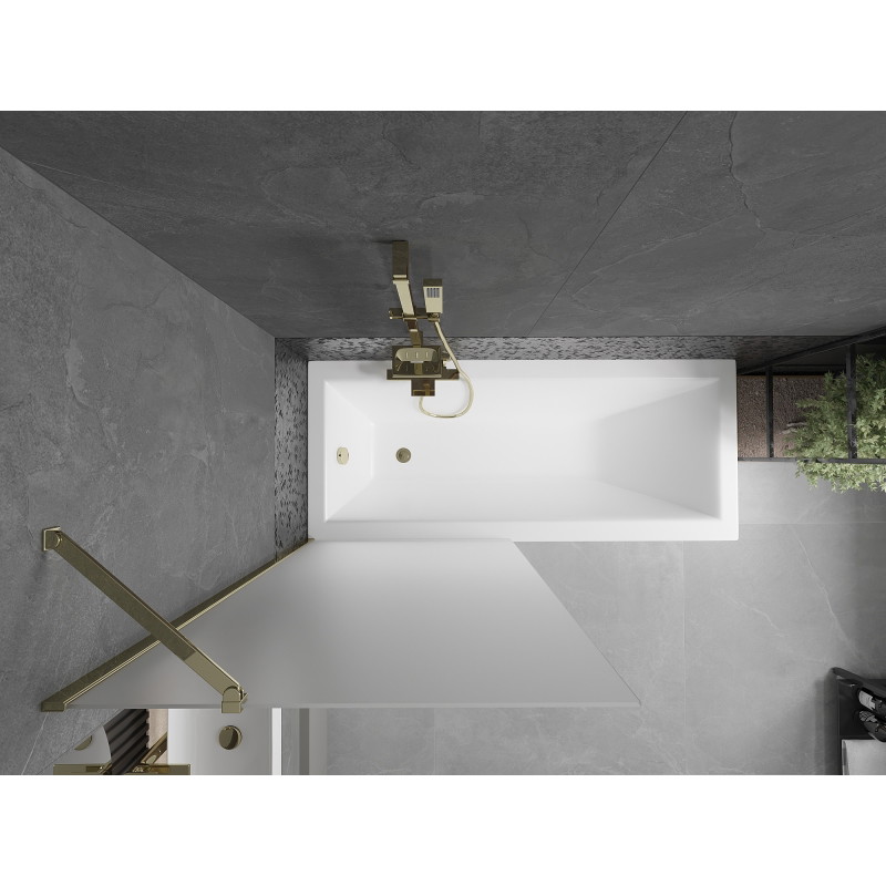 Mexen Next 1-teilige Badewannenfalttür 80 x 150 cm, matt, gold - 895-080-000-00-30-50