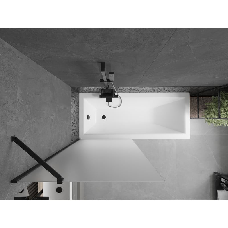 Mexen Next Wannenparavent 1-flügelig 80 x 150 cm, Mattglas, Schwarz - 895-080-000-00-30-70