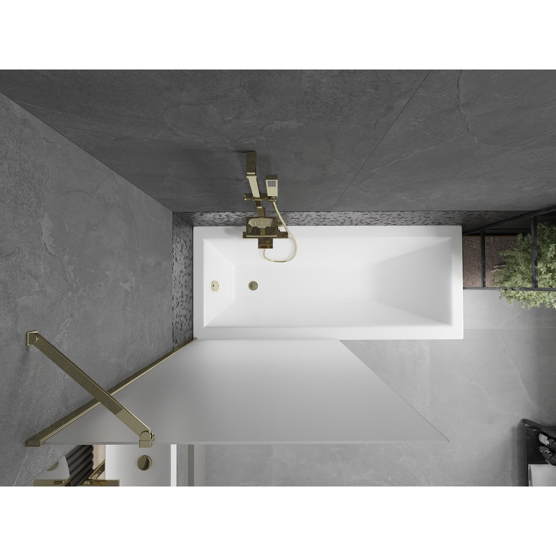 Mexen Next 1-flügelige Badewannenabtrennung 90 x 150 cm, gefrostet, gold - 895-090-000-00-30-50