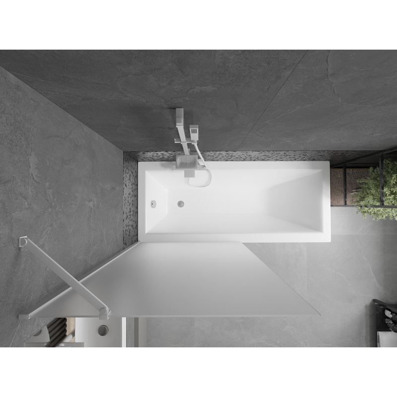 Mexen Next Badewannenaufsatz 1-flügelig 90 x 150 cm, Mattglas, weiß - 895-090-000-00-30-20