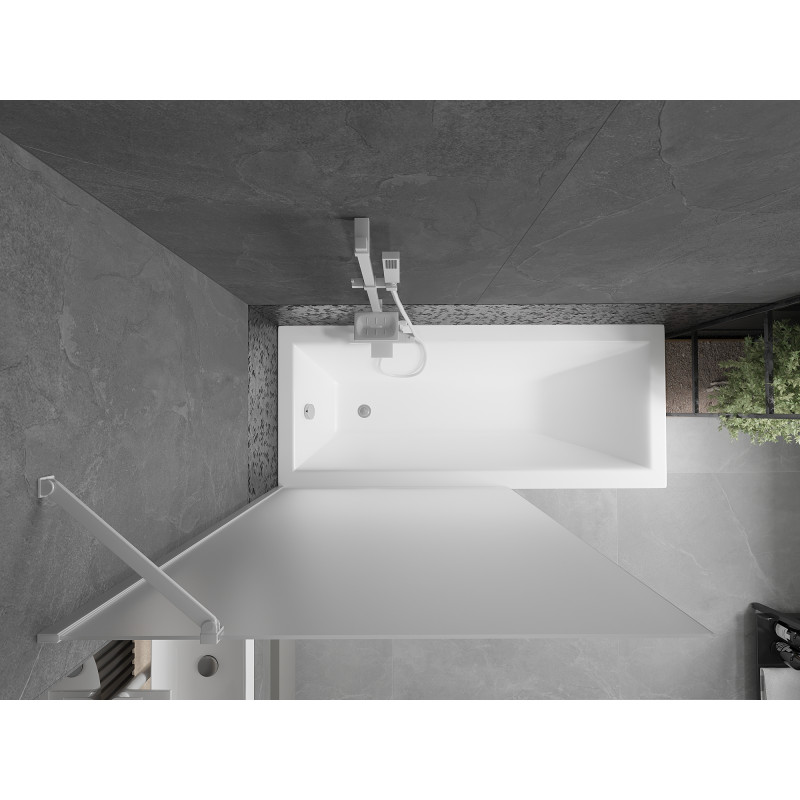 Mexen Next Badewannenabtrennung 1-flügelig 100 x 150 cm, gefrostet, weiß - 895-100-000-00-30-20