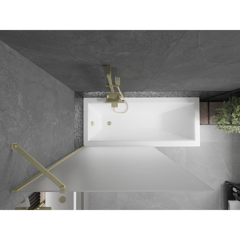 Mexen Next 1-flügelige Badewannenabtrennung 100 x 150 cm, Eisglas, Gold - 895-100-000-00-30-50