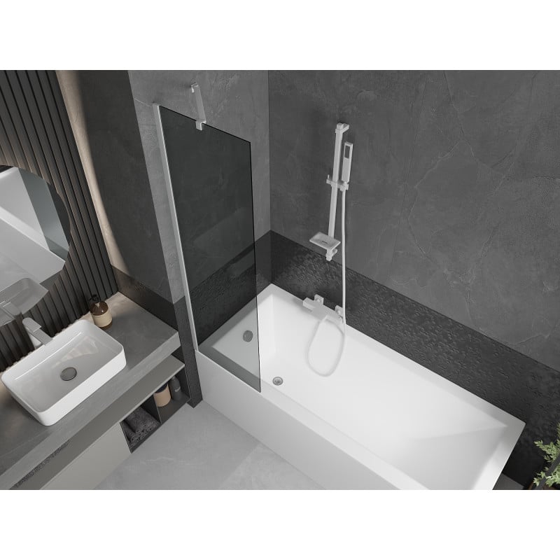 Mexen Next Badewannenabdeckung 1-flügelig 50 x 150 cm, grafit, weiß - 895-050-000-00-40-20