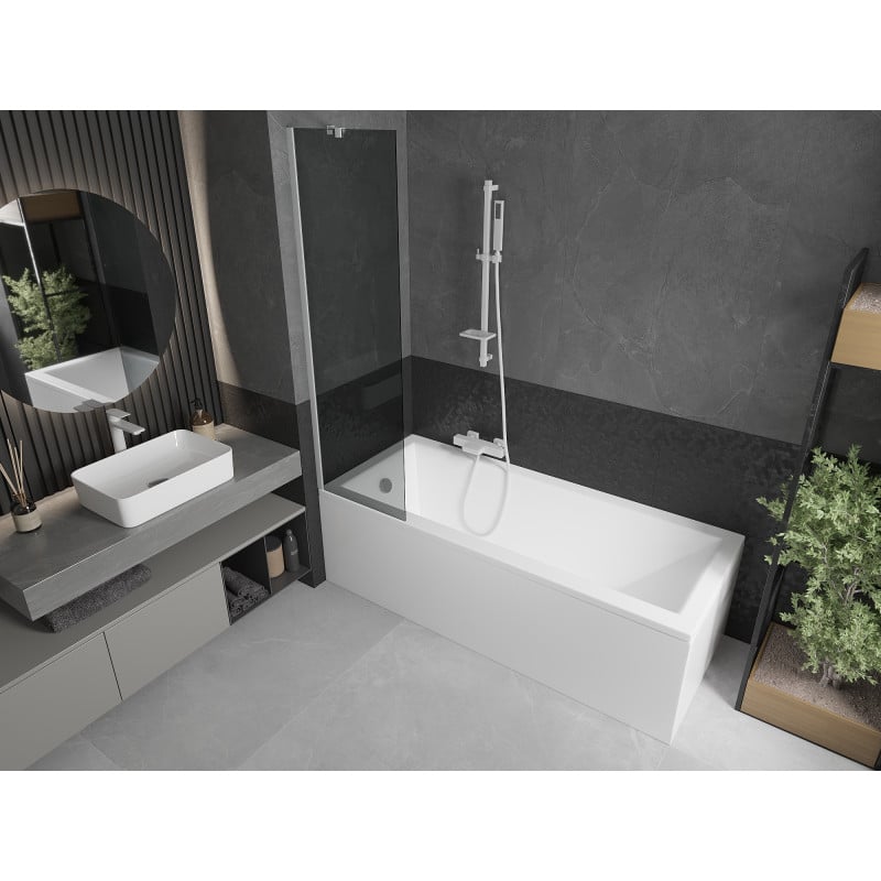 Mexen Next Badewannenabdeckung 1-flügelig 50 x 150 cm, grafit, weiß - 895-050-000-00-40-20