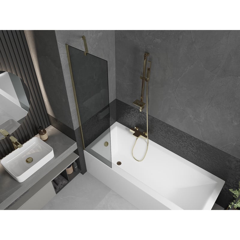 Mexen Next Wannenspritzschutz 1-flügelig 50 x 150 cm, grafit, gold - 895-050-000-00-40-50