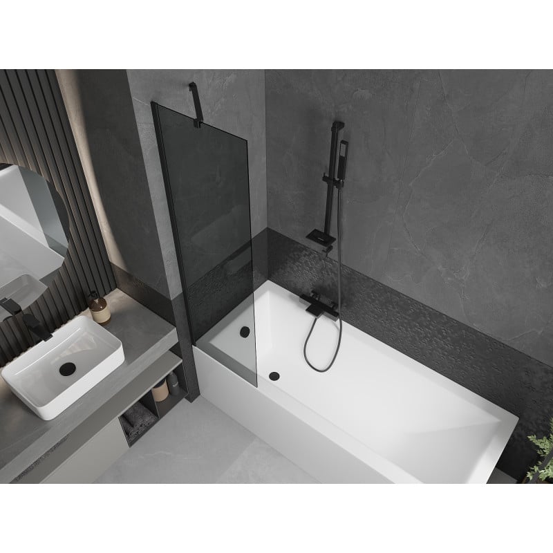 Mexen Next Badewannenwand 1-flügelig 50 x 150 cm, Graphit, Schwarz - 895-050-000-00-40-70