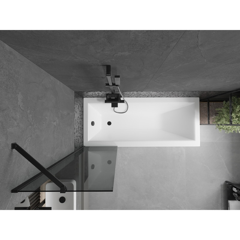Mexen Next Badewannenaufsatz 1-flügelig 50 x 150 cm, Graphit, Schwarz - 895-050-000-00-40-70