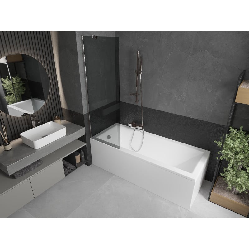 Mexen Next Badewannenabtrennung 1-flügelig 60 x 150 cm, Graphit, Chrom - 895-060-000-00-40-01