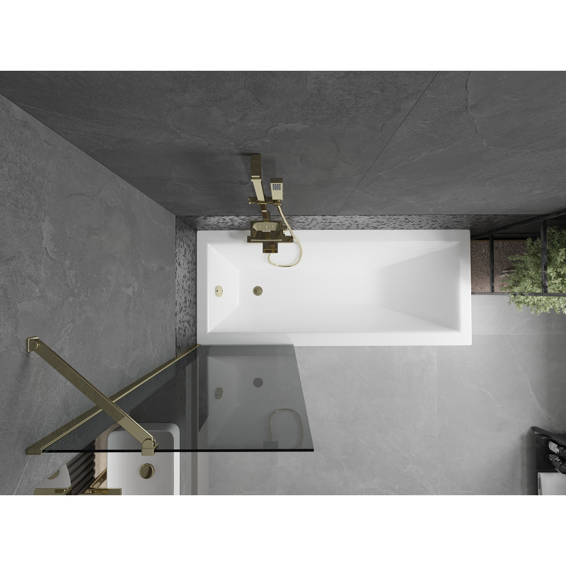 Mexen Next Badewannenabtrennung 1-flügelig 60 x 150 cm, grafit, gold - 895-060-000-00-40-50
