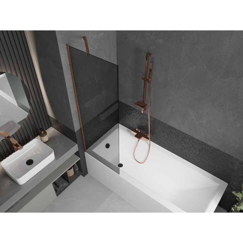 Mexen Next 1-teiliger Badewannenaufsatz 60 x 150 cm, Grafit, Roségold - 895-060-000-00-40-60